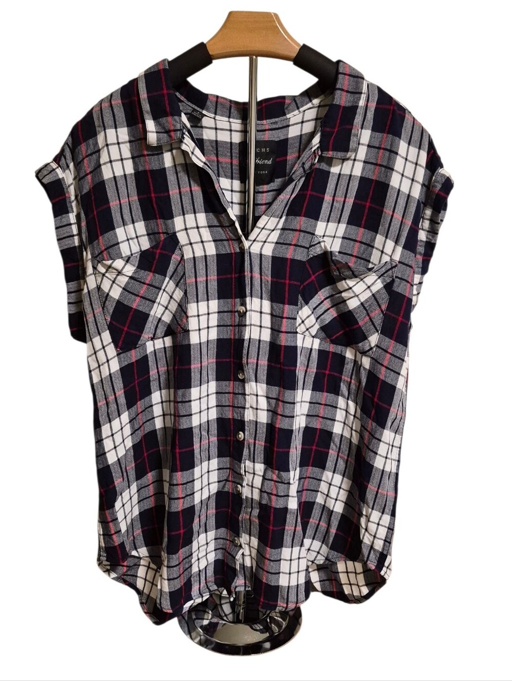 Jachs Girlfriend Flannel Short Sleeve Shirt - Size Large